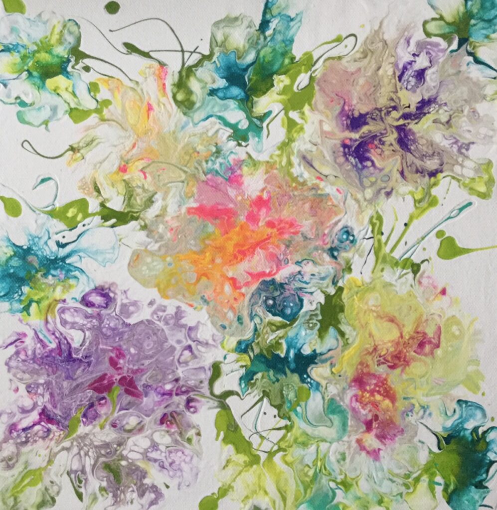 Abstract watercolor floral blooms