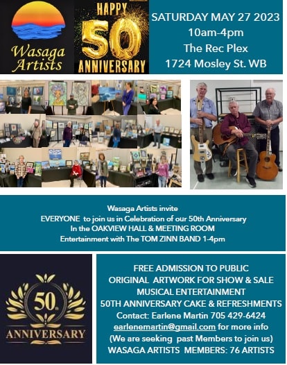 Wasaga Artists 50th Anniversary Show and Sale poster