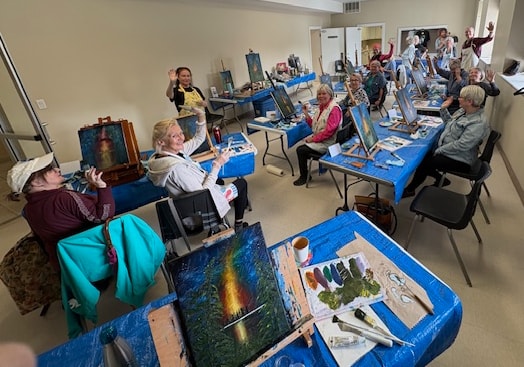 Finished Bob Ross style paintings September 2024
