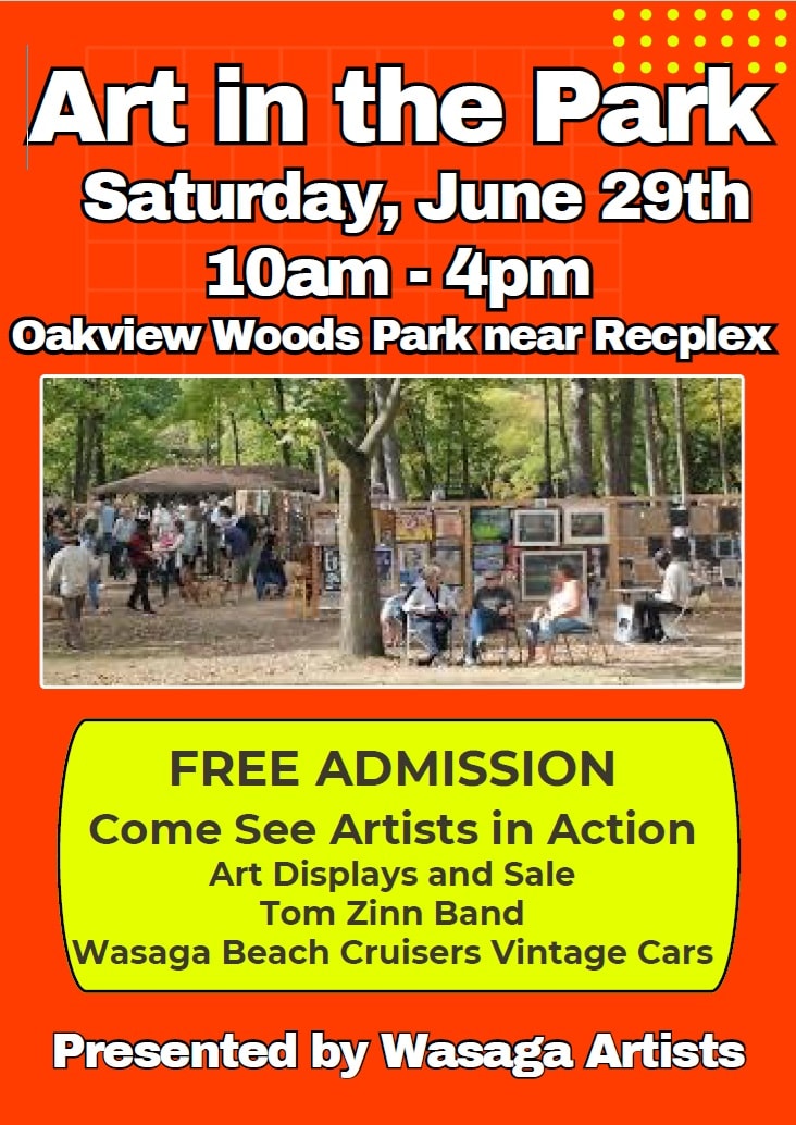 Art in the Park poster for Summer Art Show and Sale July 2024