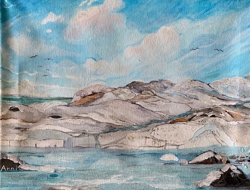 Bay rocks painting by Ann Marr