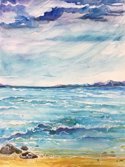 Beach scene painting by Ann Marr