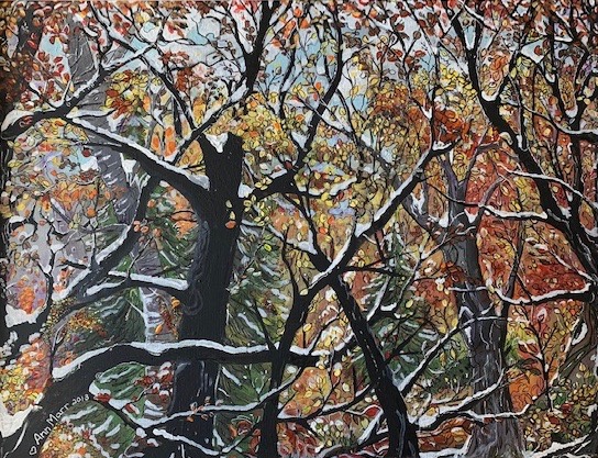 Fall trees painting by Ann Marr