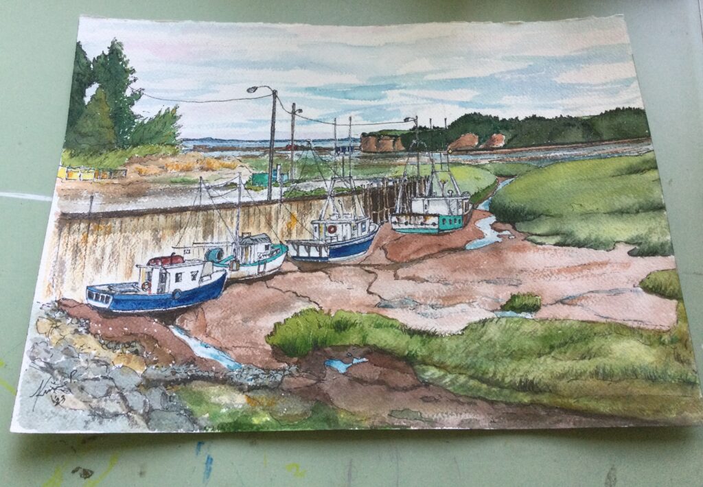 Boats painting by Kim Pattillo